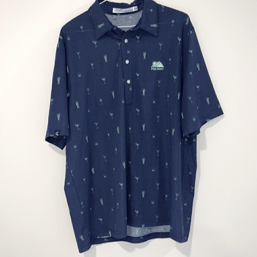 Criquet PGA West Men’s Blue Golf shirt Size L( Drink Pattern)